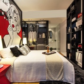 Интерьер спальной комнаты в стиле поп-арт