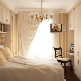 Интерьер небольшой спальни в стиле классики