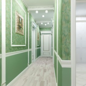 Модные обои зеленого цвета в коридоре