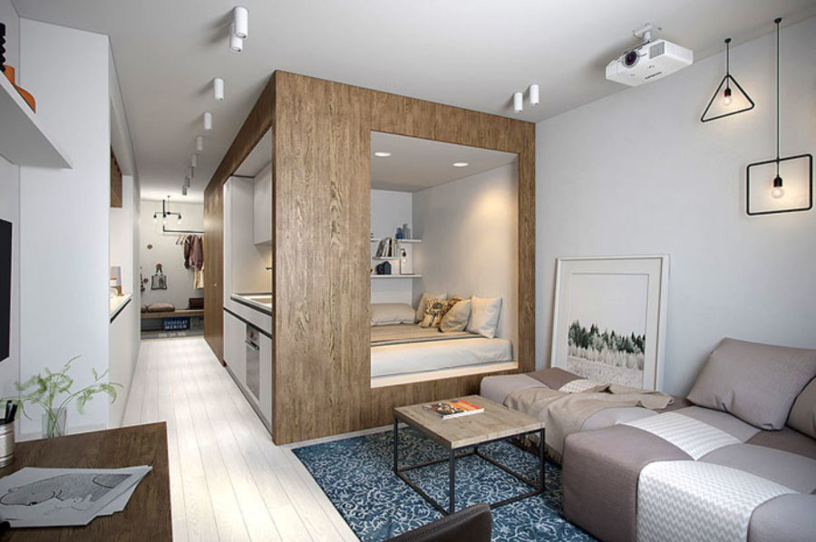 Встроенное спальное место в однокомнатной квартире