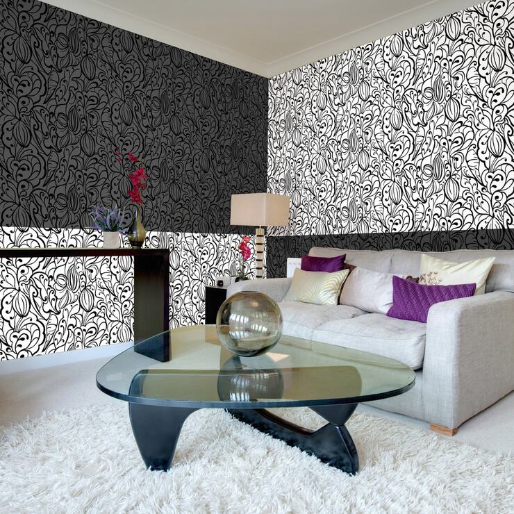 Черно-белые обои (+ фото) в интерьере разных стилей и комнат