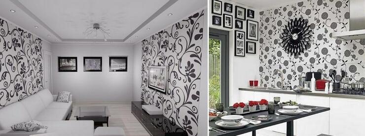 Черно-белые обои (+ фото) в интерьере разных стилей и комнат